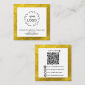 *~* QR Code LOGO- Social Media Icons Gold Fossil Quadratische Visitenkarte (Vorne/Hinten)