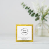 *~* QR Code LOGO- Social Media Icons Gold Fossil Quadratische Visitenkarte (Stehend Vorderseite)