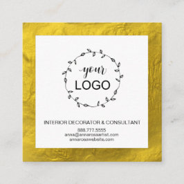 *~* QR Code LOGO- Social Media Icons Gold Fossil Quadratische Visitenkarte