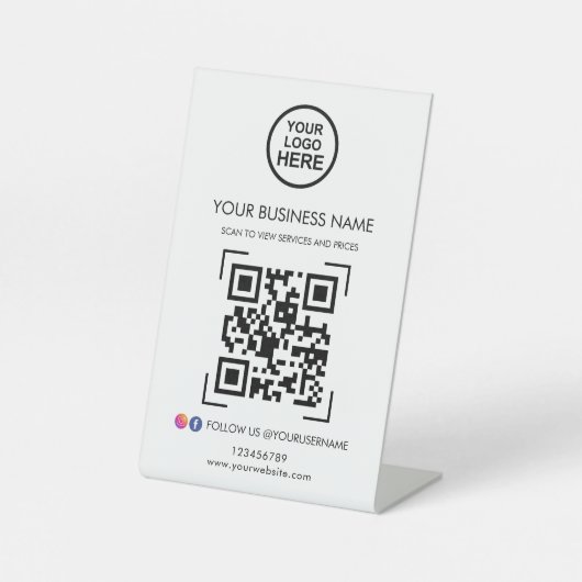 QR-Code-Logo Social Media Pedestzeichen Sockelschild (Vorderseite)
