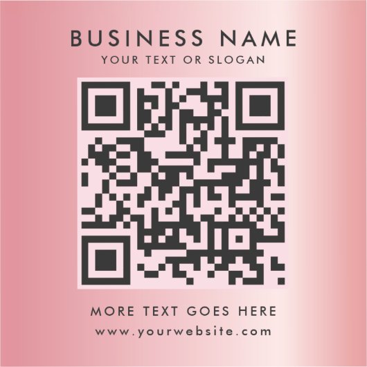 QR-Code-Logo-Template-Rose Gold Glam Aufkleber (Vorderseite)