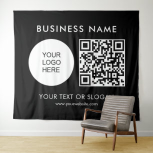 QR-Code-Logo-Text Seminar-Party-Veranstaltung Wandteppich