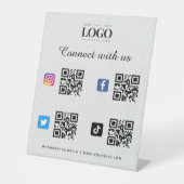 Qr-Code-Logo-Twitter Facebook Grau Sockelschild (Vorderseite)