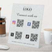 Qr-Code-Logo-Twitter Facebook Grau Sockelschild (In Situ)