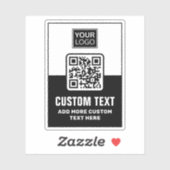 QR-Code, Logo und benutzerdefinierter Text in Schw Aufkleber (Blatt)