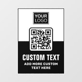QR-Code, Logo und benutzerdefinierter Text in Schw Fensteraufkleber (Blatt)
