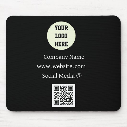 QR-Code-Logo Unternehmen Schwarz Geschäftlich Corp Mousepad (Vorne)