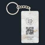 QR-Code-Logo Weißes Gold-Marmor-Geschäft Schlüsselanhänger<br><div class="desc">QR-Code Logo White Gold Marble Business Schlüsselanhänger</div>