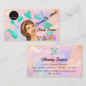 QR-Code-Logo-Zuhause Maid-Reinigungsbüro Visitenkarte (Vorne/Hinten)