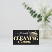 QR Code Logoreinigung Dienstleistungen Goldenes Sk Visitenkarte (Stehend Vorderseite)