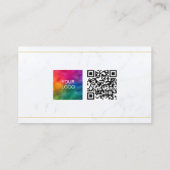 QR-Code Logos aus weißem Marmor hochladen Gold Visitenkarte (Rückseite)