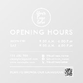 QR-Code-Logos Kontaktdaten zu Geschäftszeiten Weiß Fensteraufkleber (Blatt)