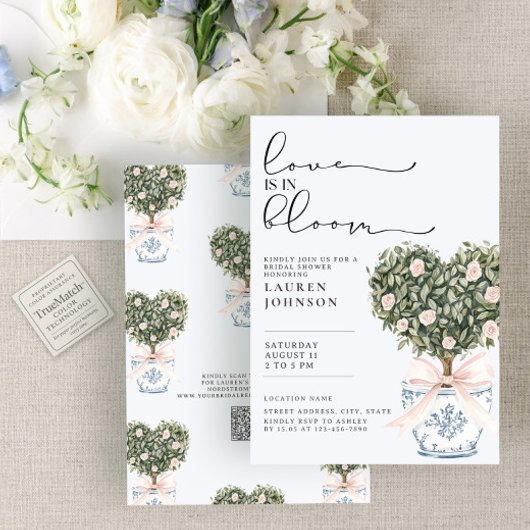 QR Code Love in Bloom Chinoiserie Bridal Shower Einladung