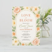 QR Code Love in Bloom Floral Bridal Shower Einladung (Stehend Vorderseite)