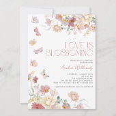 QR Code Love is Blossoming Pink Bridal Shower Einladung (Vorderseite)