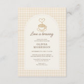 QR Code Love is Brewing Coffee Bridal Shower Einladung (Vorderseite)