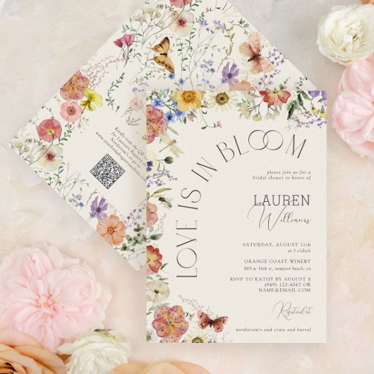 QR Code Love Is In Bloom Wildflower Bridal Shower Einladung