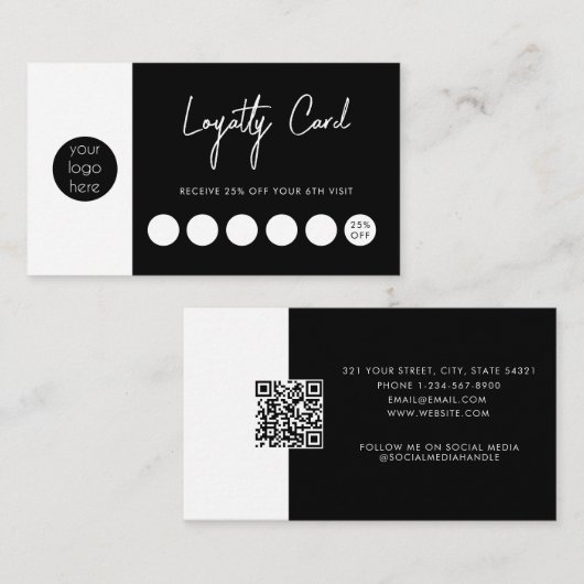 QR-Code-Loyalität für Black Business-Logo Visitenkarte (Vorne/Hinten)