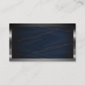 QR-Code | Luxury Blue Gold Lines | Metallische Gre Visitenkarte (Rückseite)