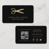 QR Code Luxury Gold Black Beruflich Visitenkarte (Vorne/Hinten)