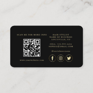 QR Code Luxury Gold Black Beruflich Visitenkarte