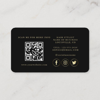 QR Code Luxury Gold Black Beruflich Visitenkarte