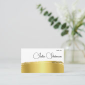 QR Code Luxury Monogram Gold Black Script Minimal Visitenkarte (Stehend Vorderseite)