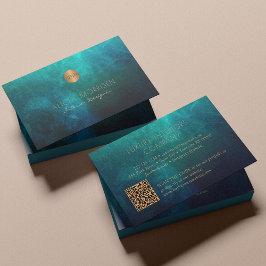 QR-Code Luxus-Aquarellgoldgold mit Monogramm Visitenkarte