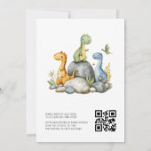QR-Code Mädchen Dinosaurier Schlüpft bald Baby-Par Einladung (Rückseite)