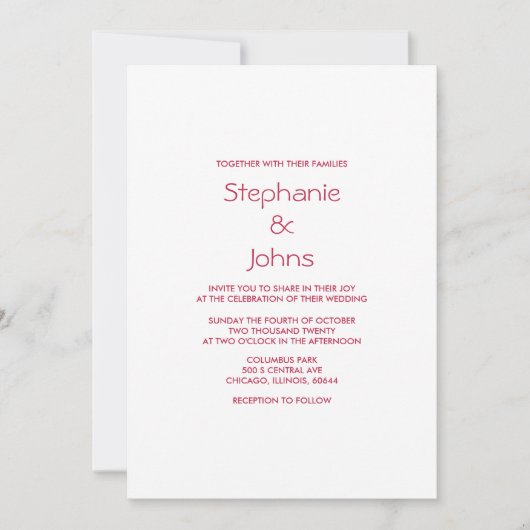 Qr Code Magenta Minimal Bright farbenfrohe Hochzei Einladung (Vorderseite)