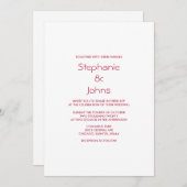 Qr Code Magenta Minimal Bright farbenfrohe Hochzei Einladung (Vorne/Hinten)