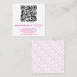 QR-Code Magenta Pink Kalligrafie RSVP Foto Begleitkarte