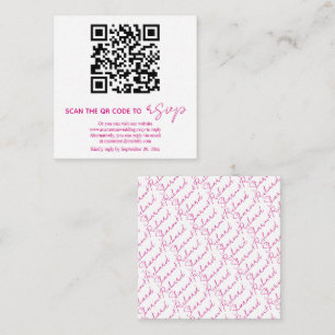 QR-Code Magenta Pink Kalligrafie RSVP Foto Begleitkarte