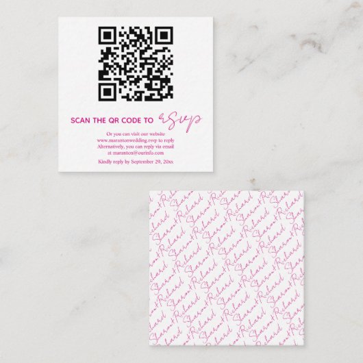QR-Code magenta rosa Kalligrafie UAWG Foto Begleitkarte (Vorne/Hinten)
