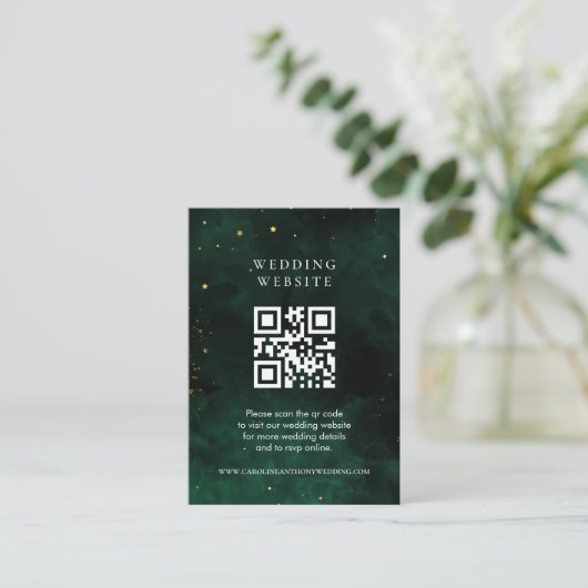 Qr Code Magical Dark Emerald Green Begleitkarte (Stehend Vorderseite)