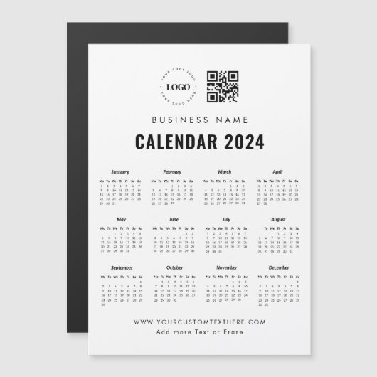 QR-Code-Magnet 2024-Kalender für kundenspezifische Magneteinladung (Vorne/Hinten)