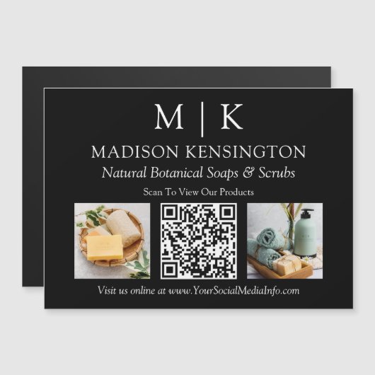 QR-Code-Magnet für Monogramm oder Add-Foto Magnetkarte (Vorne/Hinten)