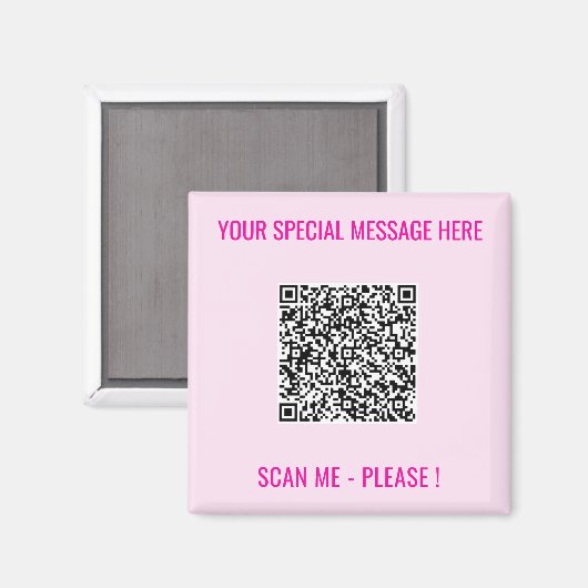 QR Code Magnet Ihr Text Sondervorteil Überraschung (Vorderseite/Rückseite)
