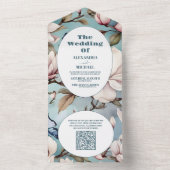 QR Code Magnolia Blush Pink Blumenzehen All In One Einladung (Innen Boden)