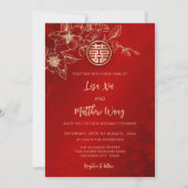 QR-Code | Magnolia Gold Chinesische Hochzeit Einladung (Vorderseite)