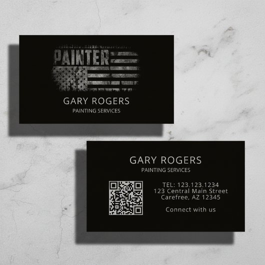 QR Code Mainter American Flag Visitenkarte