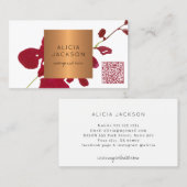 QR CODE Make-up artist haar salon modern floral Visitenkarte (Vorne/Hinten)