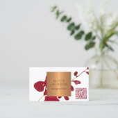 QR CODE Make-up artist haar salon modern floral Visitenkarte (Stehend Vorderseite)