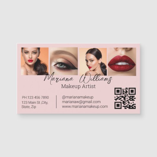 qr code makeup artist 4 Foto pink business magnet (Vorderseite)