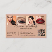 qr code makeup artist 4 Fotos Collage braun Visitenkarte (Vorderseite)