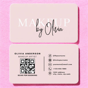 QR Code Makeup Artist Blush Pink Social Media Visitenkarte
