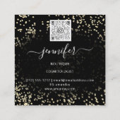 QR Code Makeup Artist Gold Confetti Black Quadratische Visitenkarte (Rückseite)