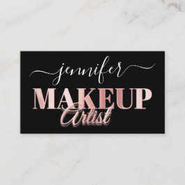 QR Code Makeup Artist Gold Confetti Rose Black Visitenkarte