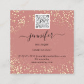 QR Code Makeup Artist Gold Confetti Rose Blush Quadratische Visitenkarte (Rückseite)