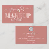 QR Code Makeup Artist Gold Confetti Rose Pulver Visitenkarte (Vorne/Hinten)